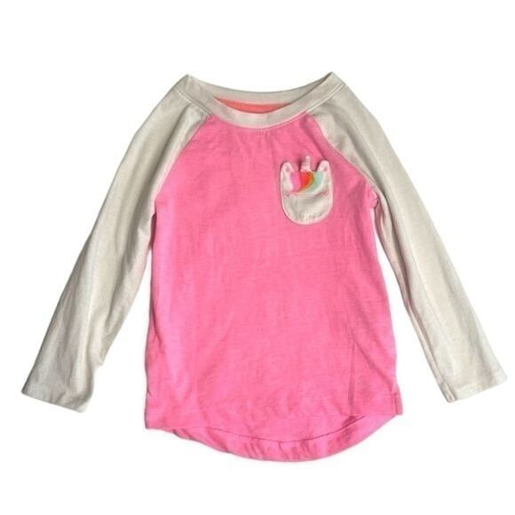 Cat & Jack Unicorn Raglan Tee pink white girls Size 2T - Picture 1 of 6